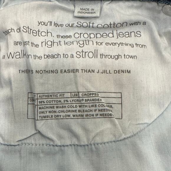 J.Jill‎ Women’s Authentic Fit Cropped Embroidered Denim Jeans Blue Size 6P - Picture 4 of 13